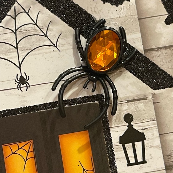 Halloween Wreath “Enter at Your Own Risk” Spider, skeleton, black cat Wreath - Picture 5 of 8